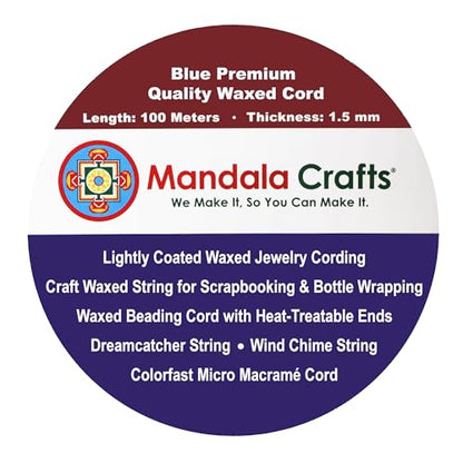 1.5mm Blue Waxed Cord (327 Foot)