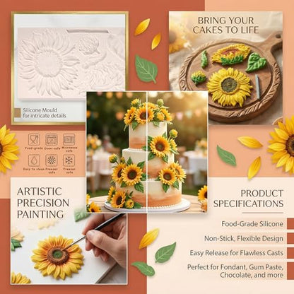 Oversized Sunflower Silicone Mold Leaves Fondant Mold
