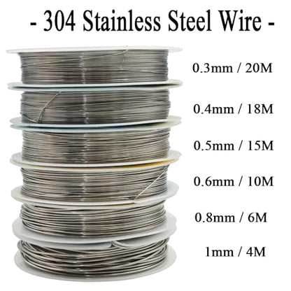 304 Stainless Steel Craft Wire Mixed Sizes Bendable Metal Wire (6 Count)