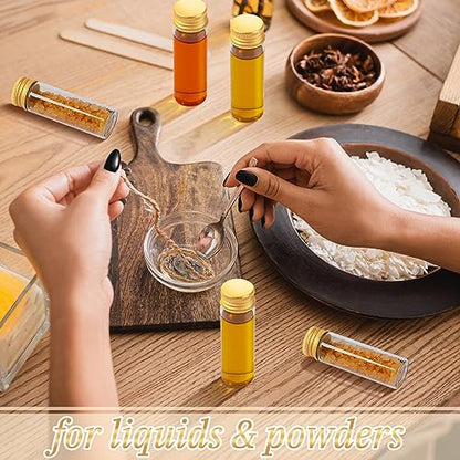100 Pcs Small Clear Vials Spice Mini Jars with Lids Mini Glass Bottles with Screw Aluminum Metal Caps Tiny Jars Sample Containers for Powder Cream Cosmetic Jewelry Wedding (100 Count)