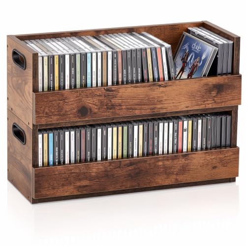 2 Set Wooden Cd Storage Box (2 Count)