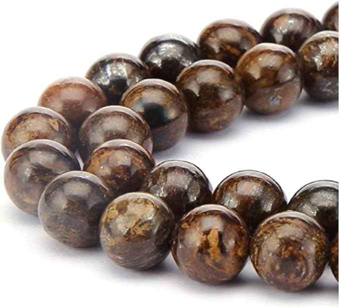 180pcs Adabele Natural Brown Bronzite Healing Gemstone 4mm (0.16 inch) Small Round Beads Gem Stone Spacer for Craft Jewelry Making GF16-4