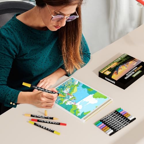 36 Colors Precision Dual Tip Acrylic Paint Markers Pens (36 Count)