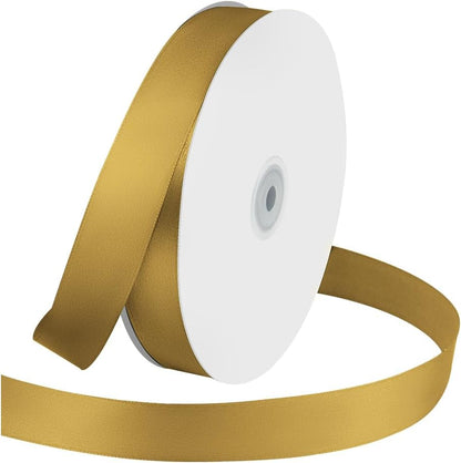 1 Inches x 100 Yards Polyester Satin Ribbon, Solid Color Golden Satin Ribbon for Crafts, Gift Wrapping, Hair Bows, Wedding Party Decoration, Bow Making & Other Projects (Golden) - Crafty Corner