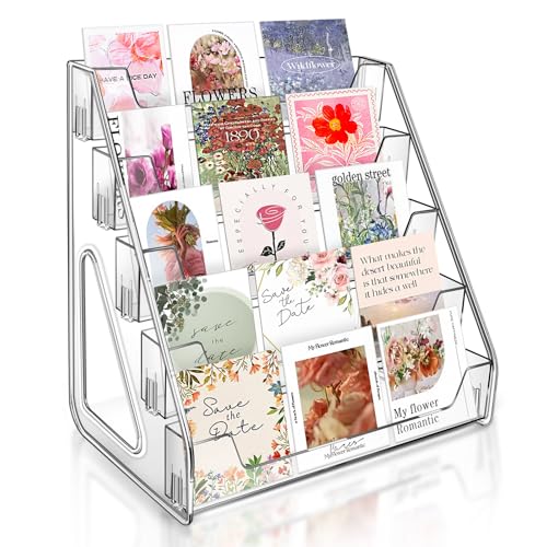 Tall 5 Tier Acrylic Card Display Stand for Greeting Cards