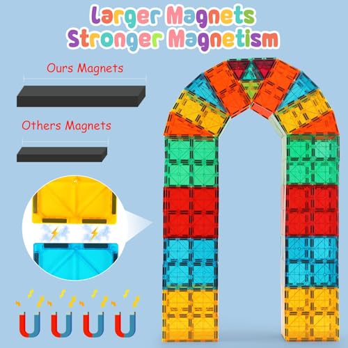 64 PCS Magnetic Building Tiles for Kids Ages 3 (64 Count)