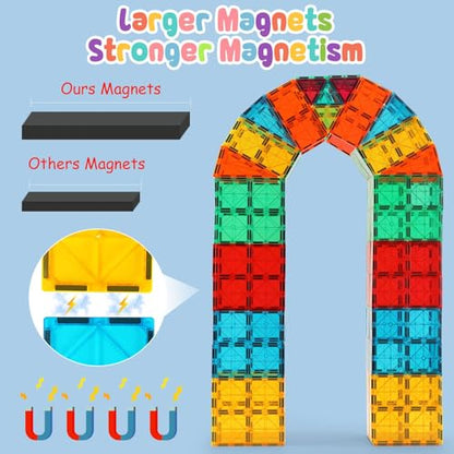 64 PCS Magnetic Building Tiles for Kids Ages 3 (64 Count)
