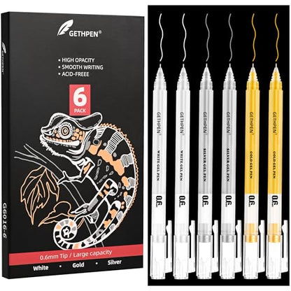 Gold Silver White Gel Pen Set