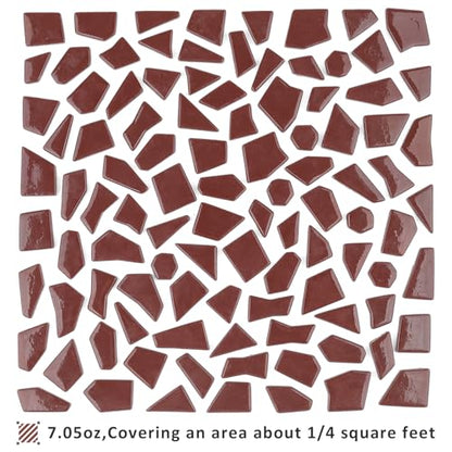 Brown Glass Mosaic Tiles for Crafts Bulk (7.05 Ounce)