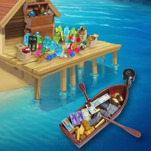 220 Pcs Pirate Treasure Money Parts Building Blocks Expedition Wooden Boats