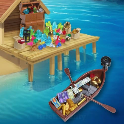 220 Pcs Pirate Treasure Money Parts Building Blocks Expedition Wooden Boats