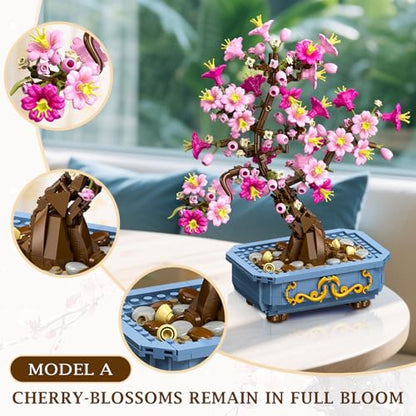 Flower Cherry Blossom Building Set 2 in 1 Bonsai Tree for 8 (775 Count)
