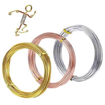 3 Rolls Craft Wire Jewelry Beading Wire Flexible Aluminum Wire Tarnish Resistant for DIY Jewelry Craft Making (49.2 Foot)