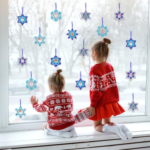 18 Pack DIY Snowflakes Craft Kit for Kids Make You Own Snowflake Foam Sticker Ornament DIY Christmas Arts and Crafts for Chirstmas Party Supplies Winter Christmas Tree Decoration (18 Count)