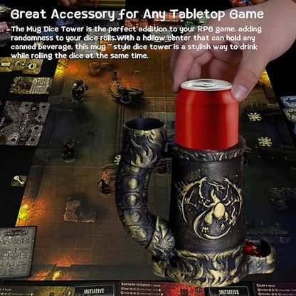 Dice Tower Mug DND Dice Roller Tower with 7 PCS Dice Set