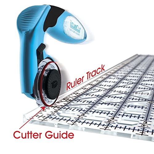 TrueCut Rectangle 24.5" x 6.5" Quilting Ruler with Track and Guide for Straight Cuts
