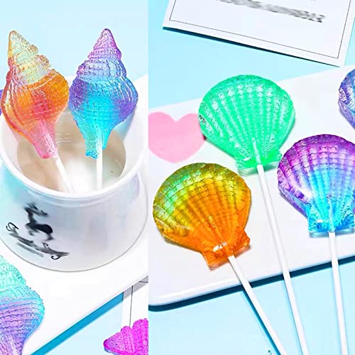 5 Pcs Seashell Starfish Silicone Mold Cake Fondant Silicone Mold Seashell Conch Baking Moldsfor DIY Cake Decoration Chocolate Candy Polymer Clay Crafting Projects (5 Count)