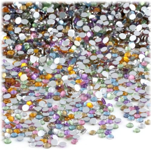 5-PK Set (7,200-Piece), Round 3mm Rhinestones, Flatback, Gray Tones (7200 Count)