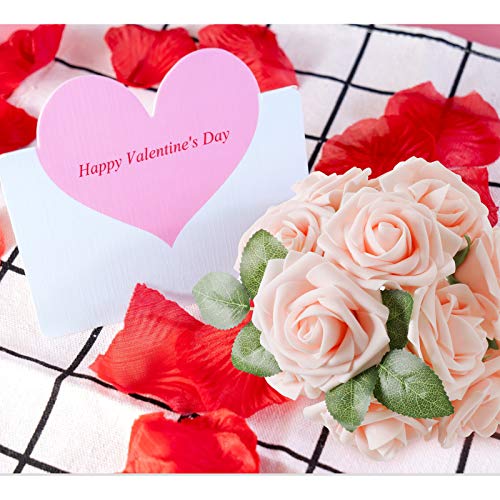 Blush Pink Rose 25pcs Real Looking Artificial Flowers w (25 Count)