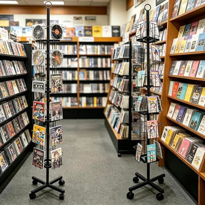 2Pcs Rolling Card CD Rack Comic Book Small Magazine Flyer Stand W