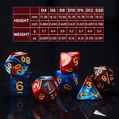 30 Set DND Polyhedral Dice with Storage Pouch (210 Count)
