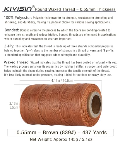 Sturdy Bonded Waxed Polyester Thread (1311 Foot)