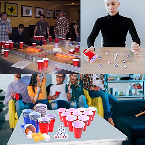 60 Packs 16 Oz Plastic Party Cups Reusable in Red and Blue