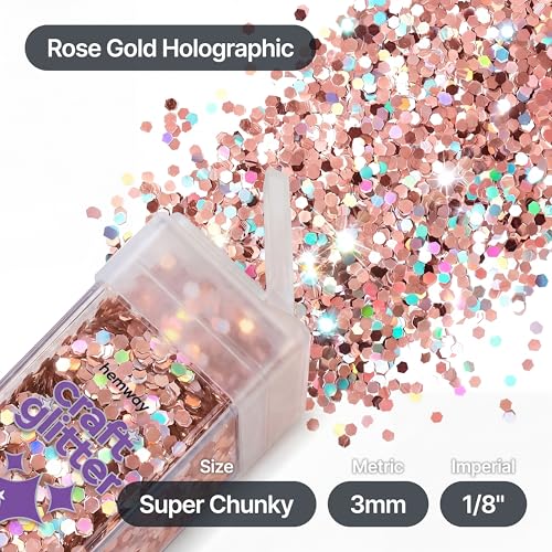 Craft Glitter Shaker Rose Gold Holographic 110g Super Chunky (3.9 Ounce)
