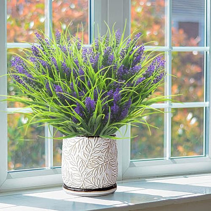 20 Bundles Artificial Plants Outdoor Fake Monkey Grass with Flowers (20 Count)