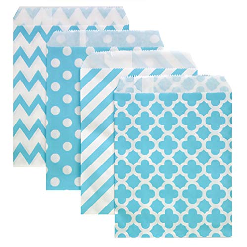100 Pcs Blue Candy Buffet Bags Small Cookie Bags Polka Dot Paper Treat Bag for Wedding Birthday Party