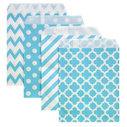 100 Pcs Blue Candy Buffet Bags Small Cookie Bags Polka Dot Paper Treat Bag for Wedding Birthday Party