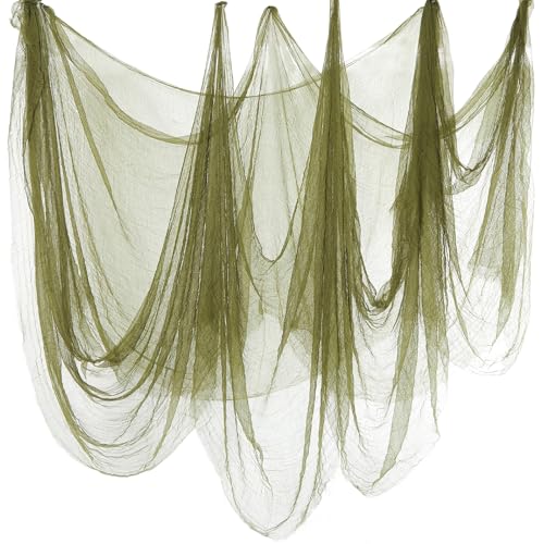 Halloween Cheese cloth 35.43 x 393.7 Inch Military Green Cheesecloth Roll for Crafts Large Cotton Muslin Gauze Fabric for Halloween Outdoor & Indoor Spooky Decoration