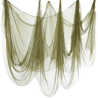 Halloween Cheese cloth 70.87 x 196.85 Inch Military Green Cheesecloth Roll for Crafts Large Cotton Muslin Gauze Fabric for Halloween Outdoor & Indoor Spooky Decoration