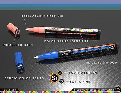28 Southwestern Colors Acrylic Paint Pens Studio Color Series Markers Set 0.7mm Extra Fine Tip (28 Count)