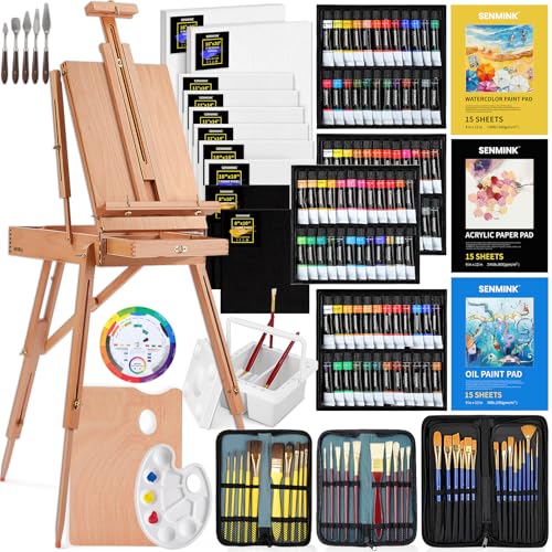 196Pcs Deluxe Artist Painting Set with French Easel (196 Count)