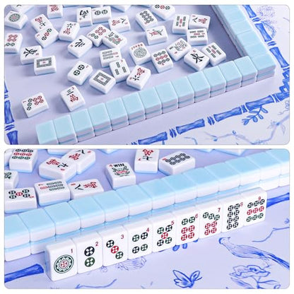 American Mahjong Tile Set with 166 Blue Back Tiles