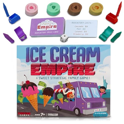 Ice Cream Empire Board Game for Kids and Adults (4 Count)