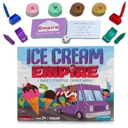 Ice Cream Empire Board Game for Kids and Adults (4 Count)