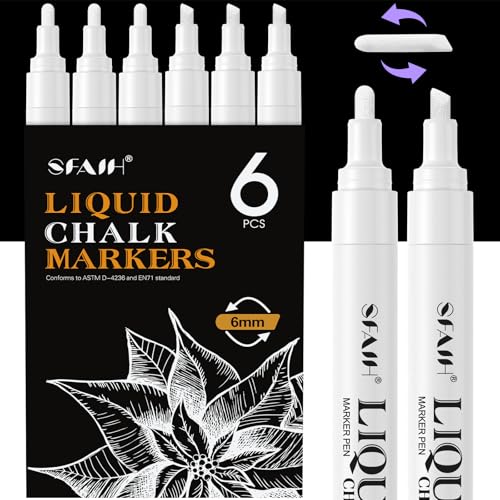 White Liquid Chalk Markers for Blackboard Glass (6 Count)