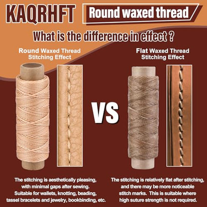 Waxed Thread 0.55mm Leather Thread for Stitching (228 Foot)