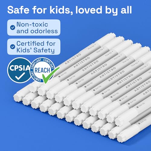 White Dual Tip Acrylic Paint Marker Pens (24 Count)