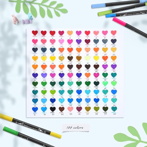 Adult Coloring Book Markers 100 Color Dual Tip Water (100 Count)