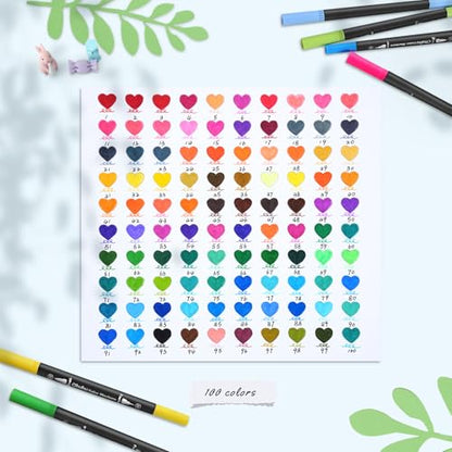 Adult Coloring Book Markers 100 Color Dual Tip Water (100 Count)