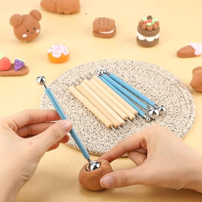 6 Sets Dot Painting Tools 60 Pcs Clay Pottery Modeling Metal Embossing Tools Ceramic Clay Dotting Supplies for Painting Mandalas Pottery Art Rock