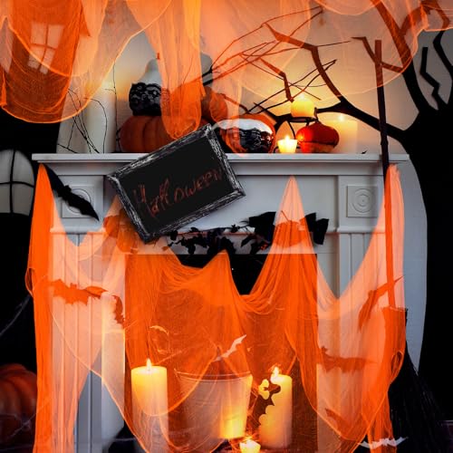Halloween Cheese cloth 85 x 197 Inch Orange Cheesecloth Roll for Crafts Large Cotton Muslin Gauze Fabric for Halloween Outdoor & Indoor Spooky Decoration