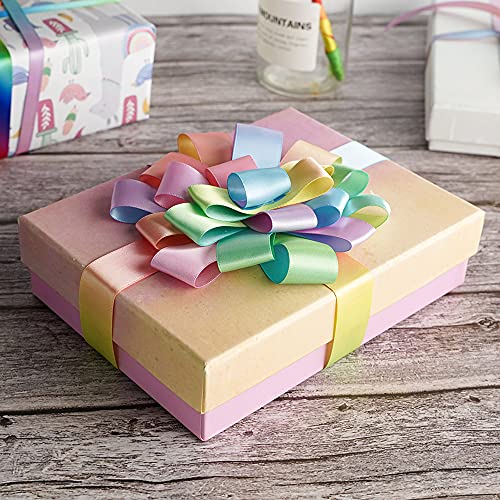 Pastel Ribbon Pastel Rainbow Ribbon 1 inch Rainbow Craft Ribbons Gift Satin Ribbons for Gift Wrapping Wedding Pride Party Birthday Party Decoration Making Hair Bows (75 Foot)