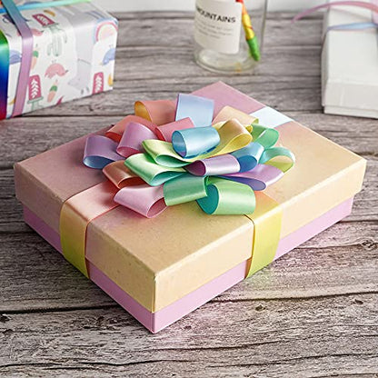 Pastel Ribbon Pastel Rainbow Ribbon 1 inch Rainbow Craft Ribbons Gift Satin Ribbons for Gift Wrapping Wedding Pride Party Birthday Party Decoration Making Hair Bows (75 Foot)