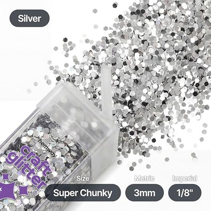 Craft Glitter Shaker Silver 110g Super Chunky (3.9 Ounce)