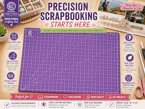 A2 (25"x19") Professional Grade Self-Healing Cutting Mat (Purple) - Odor-Free, Double-Sided, eco-Friendly, Durable. Premium Desk mat for Crafting, Sewing, Quilting and Art Projects