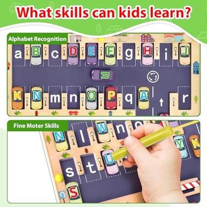 Wooden Magnetic Alphabet Maze Letter Puzzle Montessori Toys for Boys Gift (26 Count)